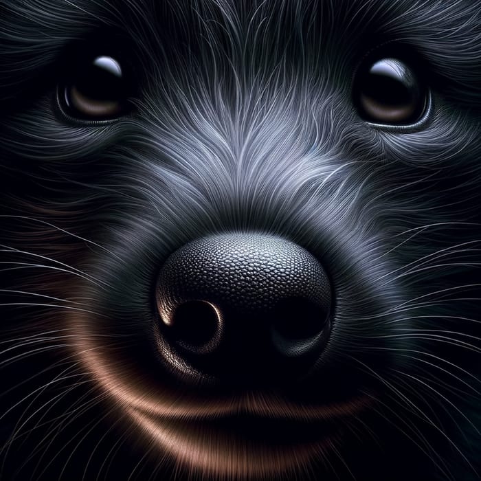 Serene Close-Up of a Black Furred Creature's Face
