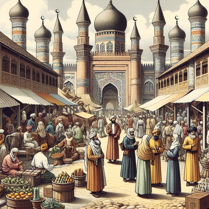 Islamic Figures in 14th Century Southeast Asia - Market Scene