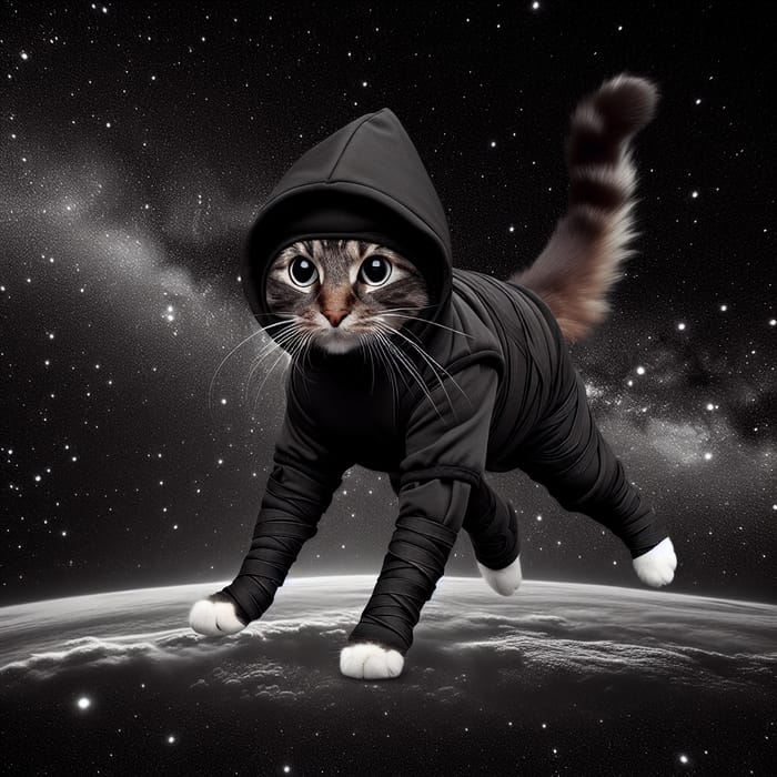 Space Cat Ninja: Agile Feline in a Cosmic Stealth Suit