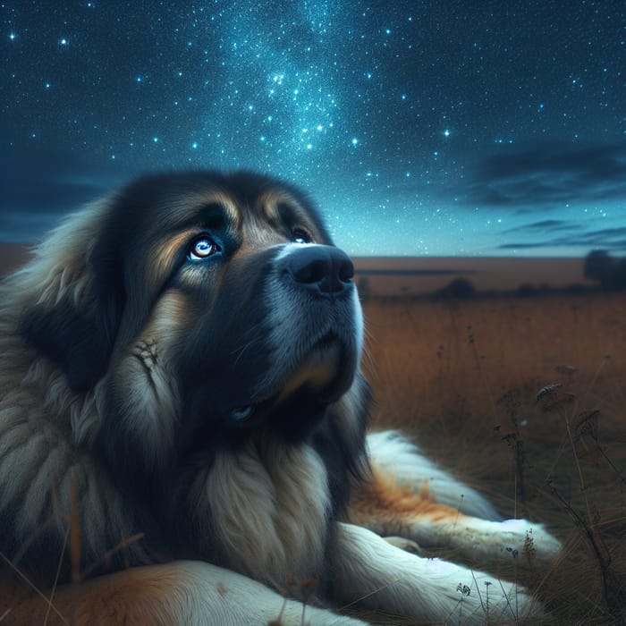 Young Shepherd in Awe Under Starry Night Sky