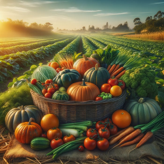 Fresh Fruits & Vegetables in Rustic Basket | AI Art Generator | Easy ...