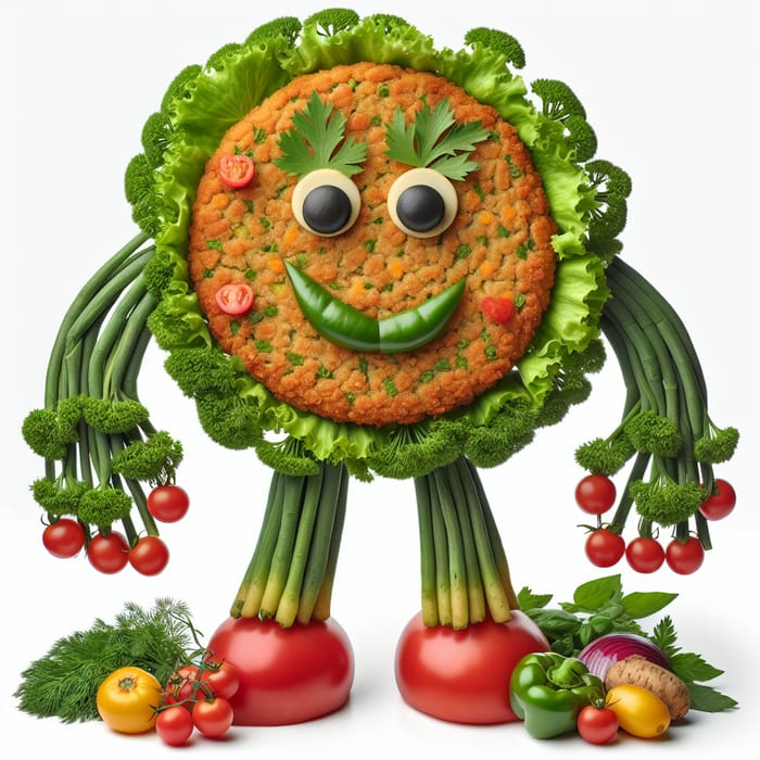 Whimsical Vegetable Cutlet Character | Unique Veggie & Plant Creation