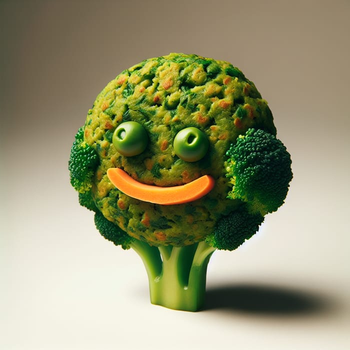 Green Cutlet with Broccoli Eyes and Carrot Smile