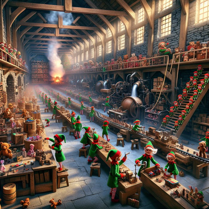 Enchanting Toy Workshop: Lively Elves Creating Christmas Magic