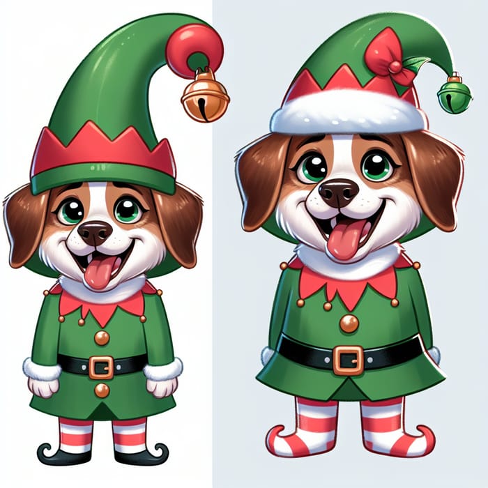 Cheerful Dog Christmas Elf Illustration | Fun Kid-Friendly Artwork