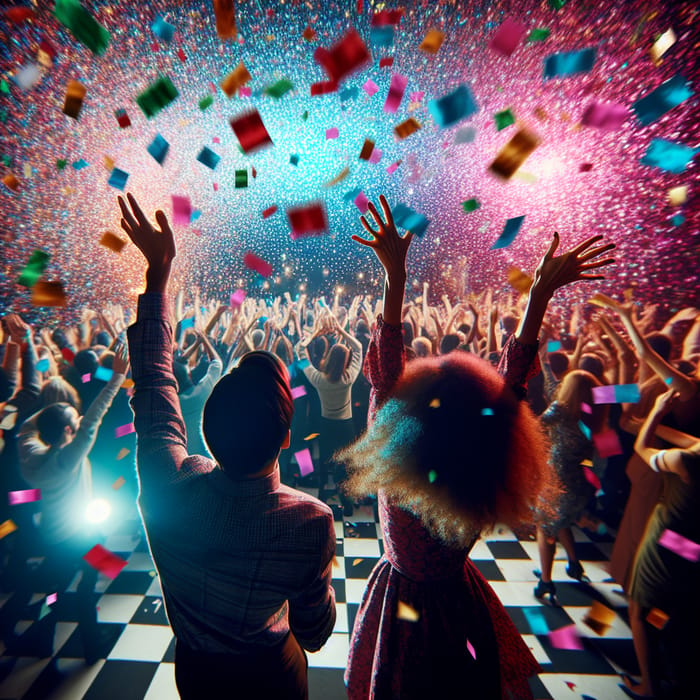 Festive New Year's Party with Multicolored Rectangular Confetti