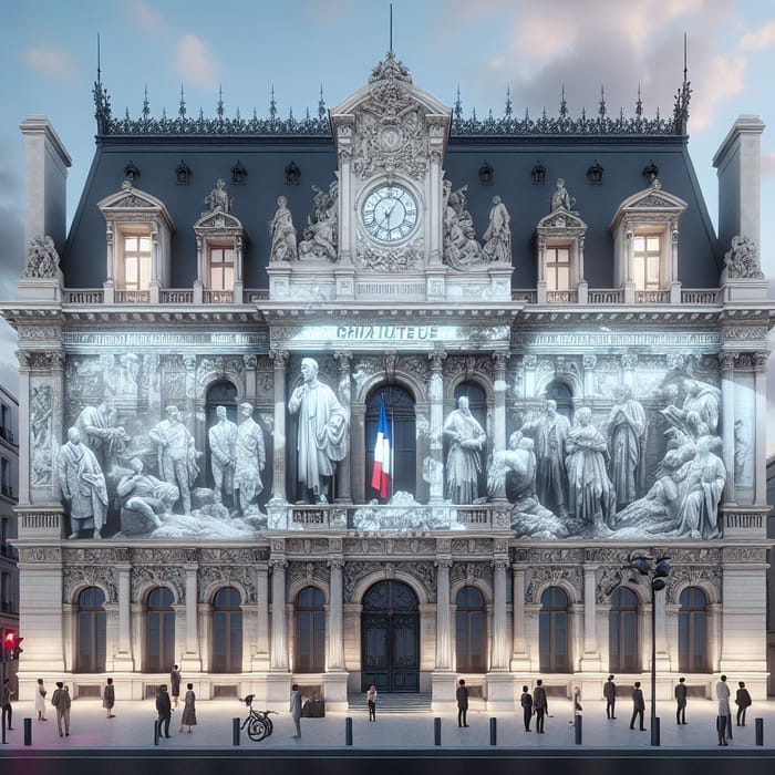 Sculpture Spectacle: Camille Claudel Theme Projection at Mairie Façade