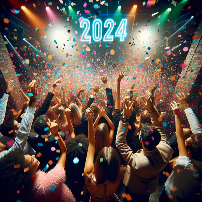 Bright New Year's Eve Party with Colorful Confetti | Neon 2024 Decoration