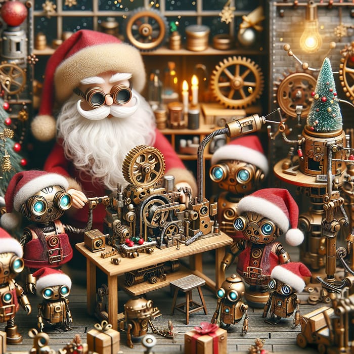 Steampunk Santa Workshop: Robotic Helpers & Intricate Mechanisms