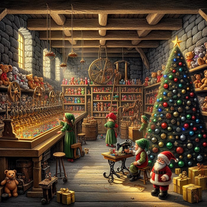 Enchanting Christmas Toy Factory: Elf Workshop, Santa, Reindeer