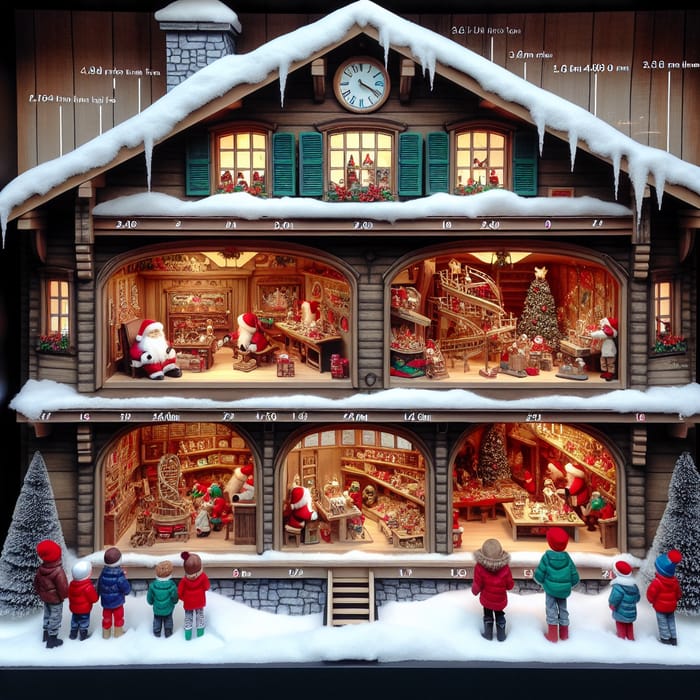 Enchanting Christmas Chalet Vitrine Display and Santa's Workshop Spectacle