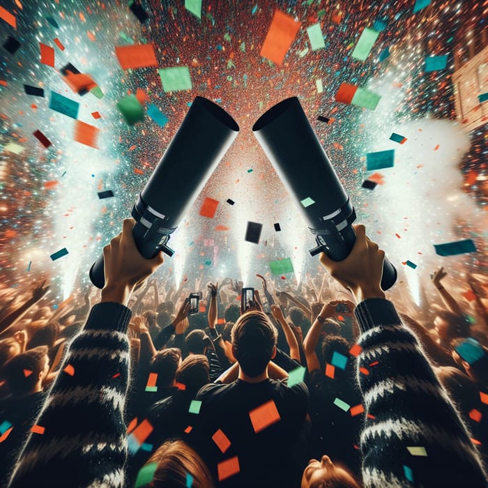 Exciting New Year Party with Colorful Confetti Cannons