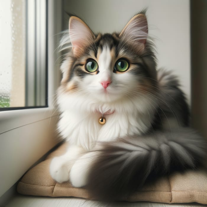 Beautiful Cat Sitting by the Window | Cozy Feline Watching