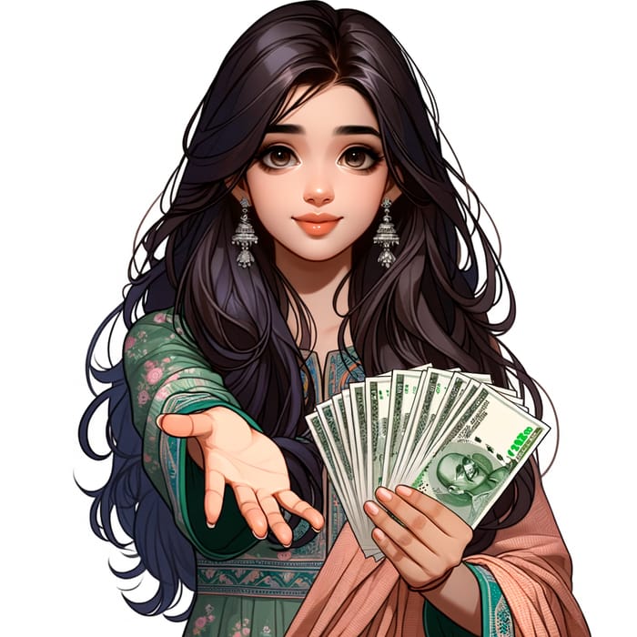 Indian Girl Giving Money - Generosity Symbol