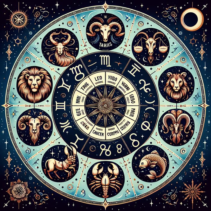 Horoscope Zodiac Signs | Astrological Circle Art Design