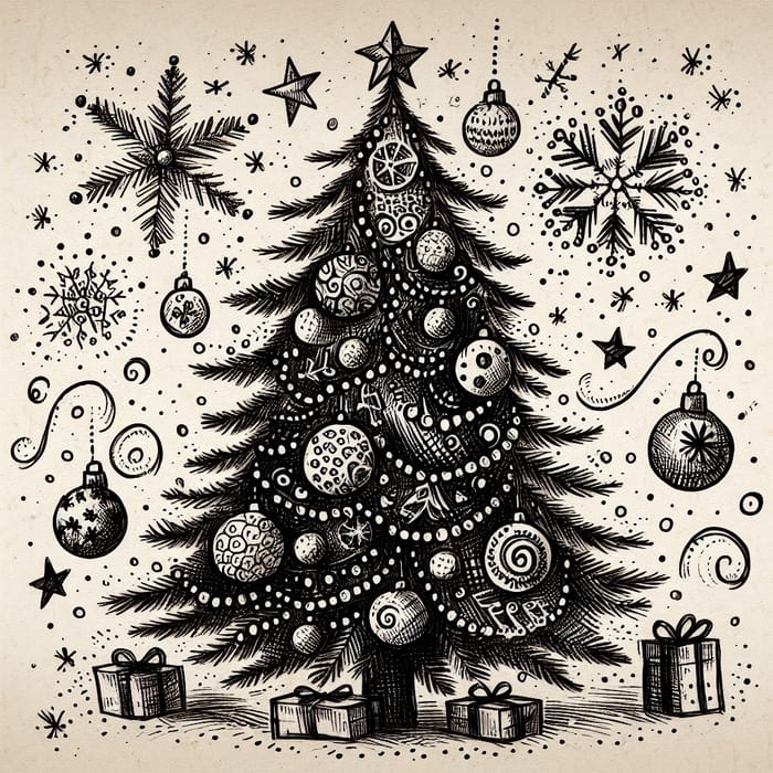 Hand-drawn Christmas Tree Art | Unique Festive Design