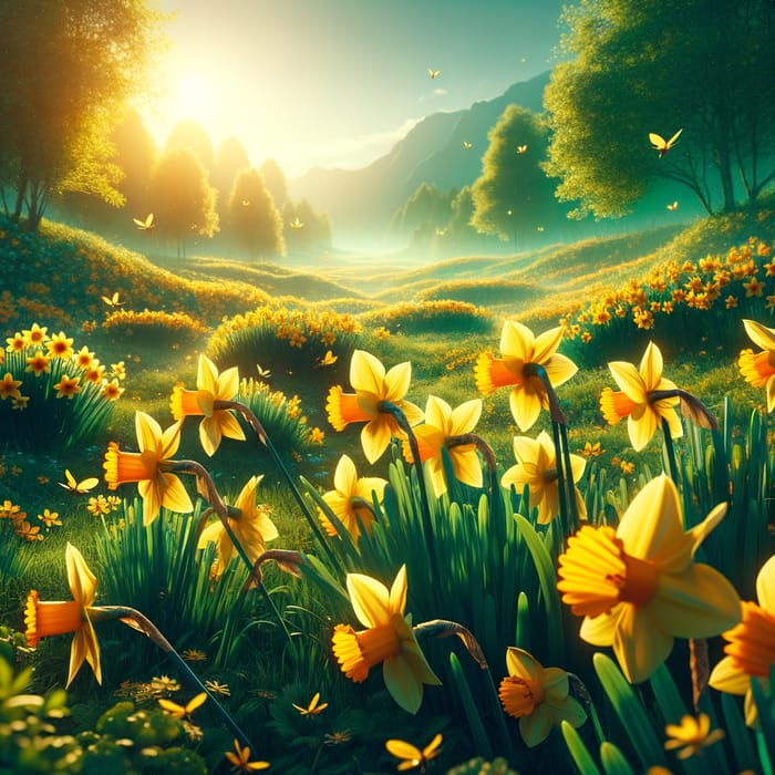 Daffodil Meadow - Sunlit Natural Beauty