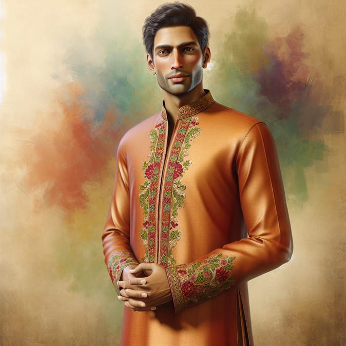 South Asian Man in Traditional Indian Attire