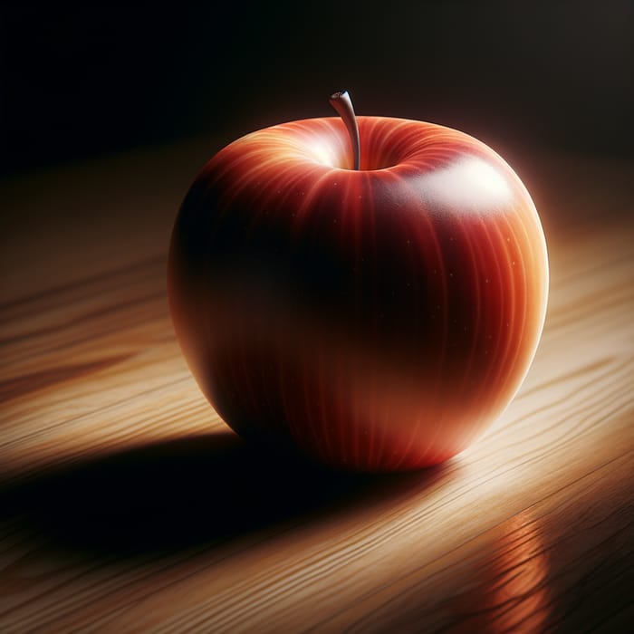 Realistic Apple on Table with Frontal Lighting