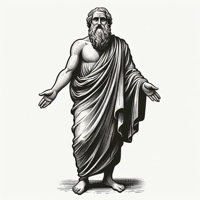 Pythagoras, Ancient Greek Philosopher with Raised Arm