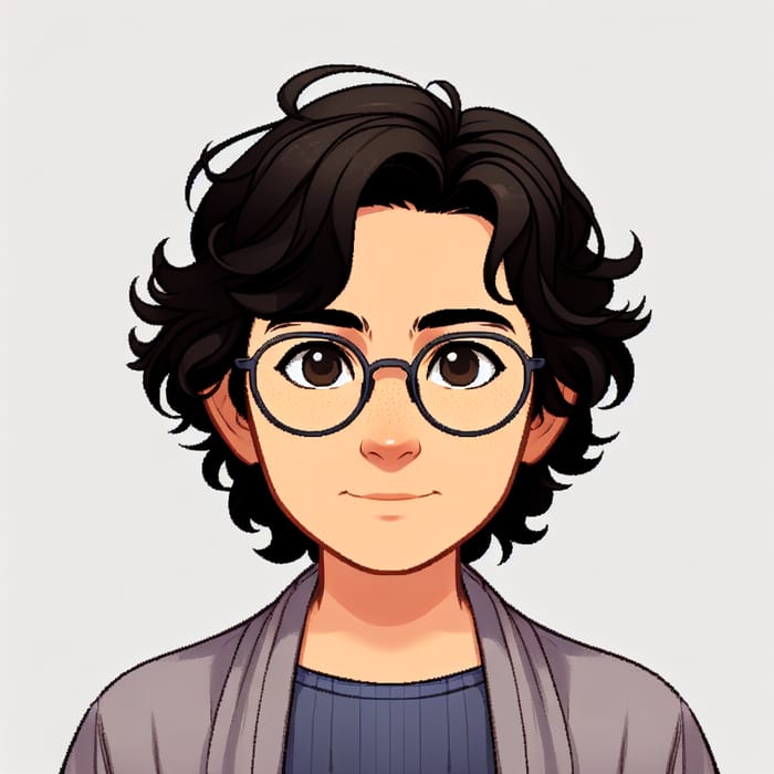 Curious Hispanic Middle-Aged Person with Tousled Hair and Glasses