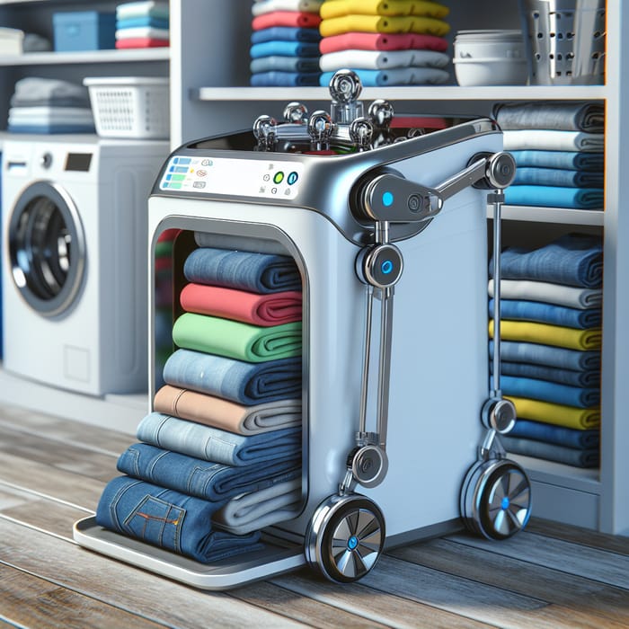 Automatic Home Robot Folding Laundry in Utility Room AI Art