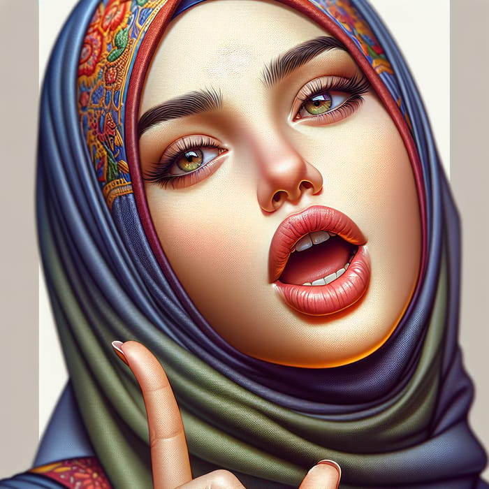 Realistic Middle-Eastern Girl Speaking in Hijab - Cultural Portrait