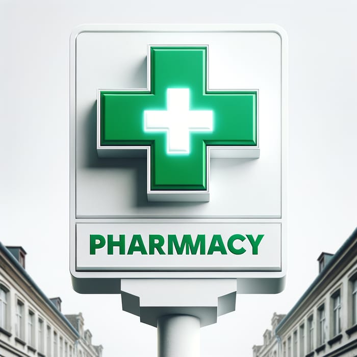 Pharmacy Signboard with Tall Emblematic Cross Logo
