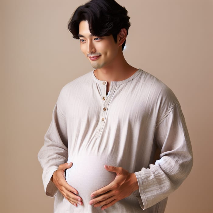 Proud Korean Expectant Father | Large Belly Pregnancy