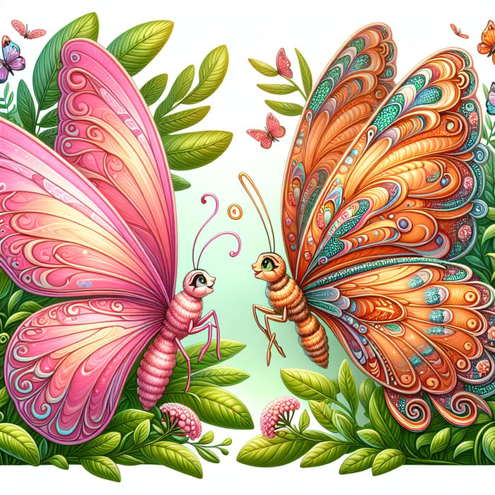 Vibrant Female Butterfly Duo in Happy Conversation