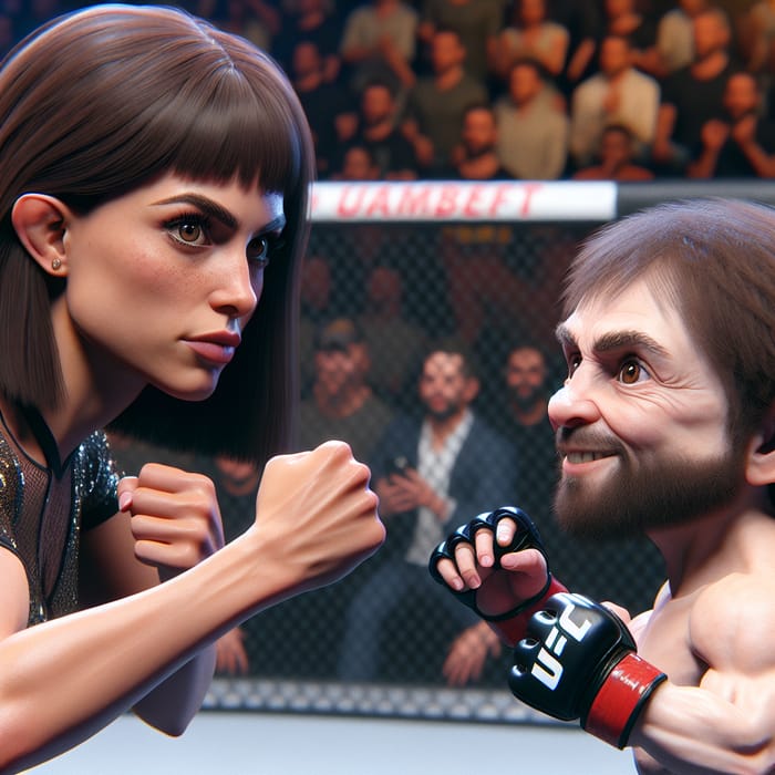 Brown-Haired Woman UFC Fight with Dwarf in Exciting Match