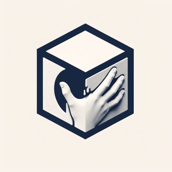 Minimalist Cube Logo Design with Hand