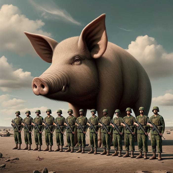 Israeli Army Surreal Scene with Pig's Head