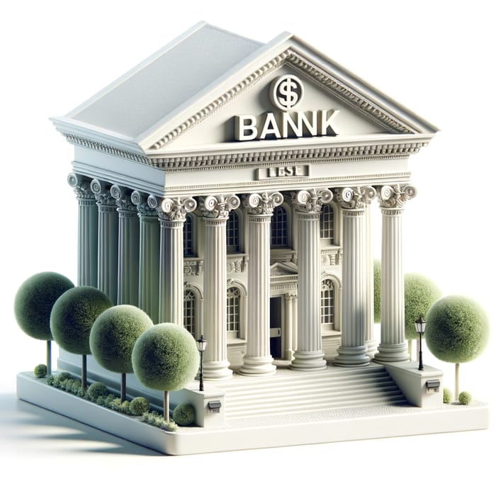 Realistic Bank on White Background