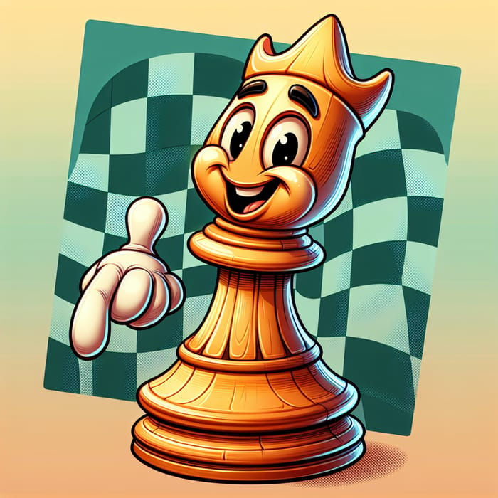 Whimsical Chess Bishop Character for Children's Book - Comic Style with Vibrant Colors