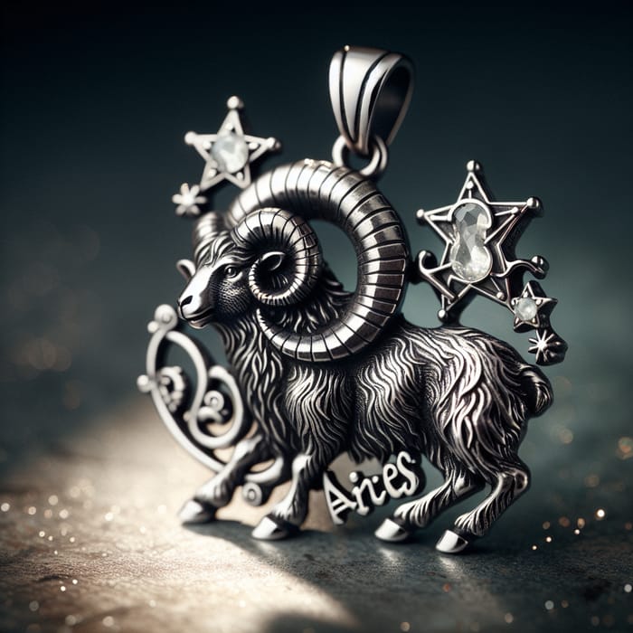 Vintage Aries Zodiac Pendant | Ram Astrology Silver Jewelry