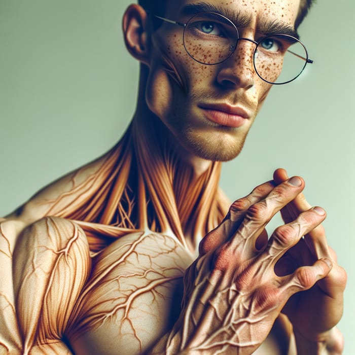 Veiny Thin Man with Glasses and Freckles | Unique Features