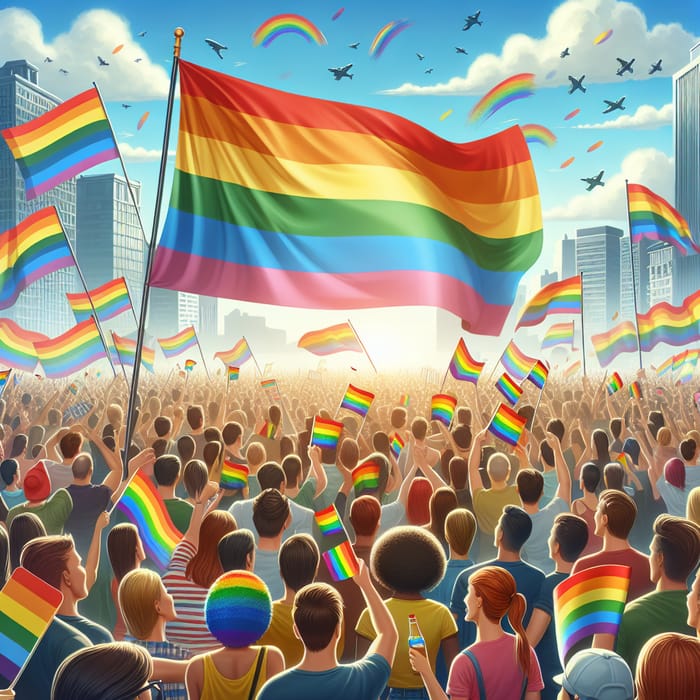 Vibrant Pride Flag Parade - Joyful Celebration of Diversity