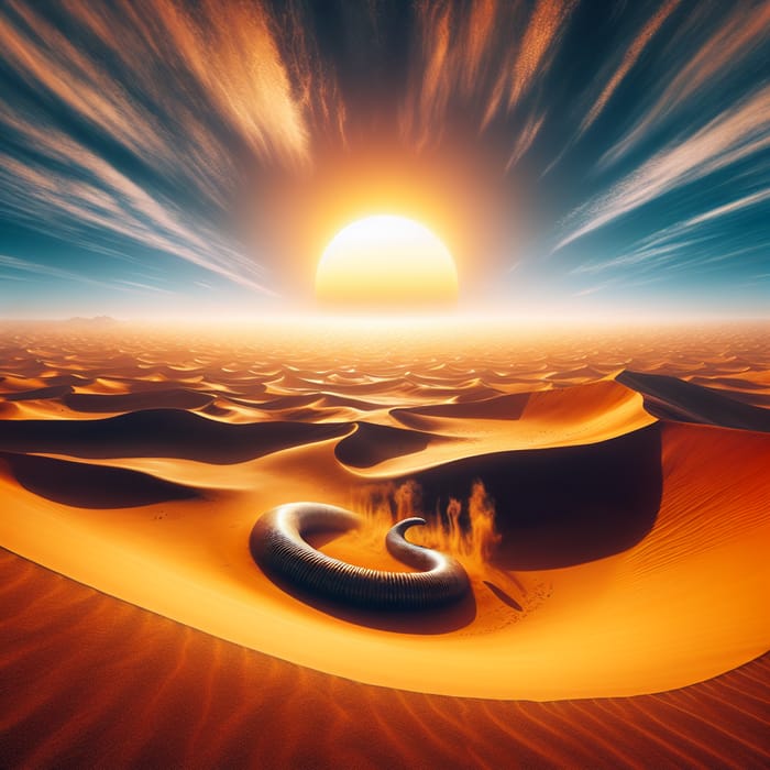 Epic Desert Landscape with Giant Worm from Dune | Stunning Artwork