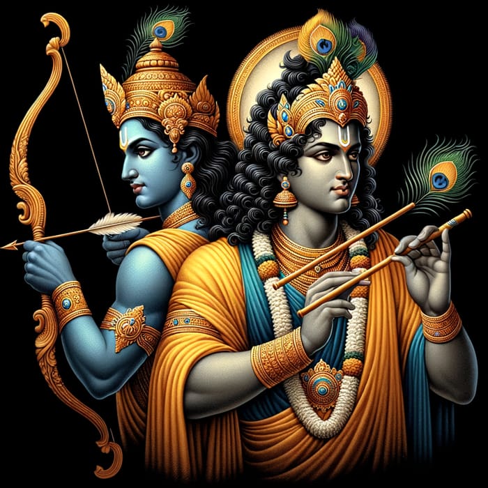 Lord Rama and Lord Krishna: Spiritual Harmony Depiction