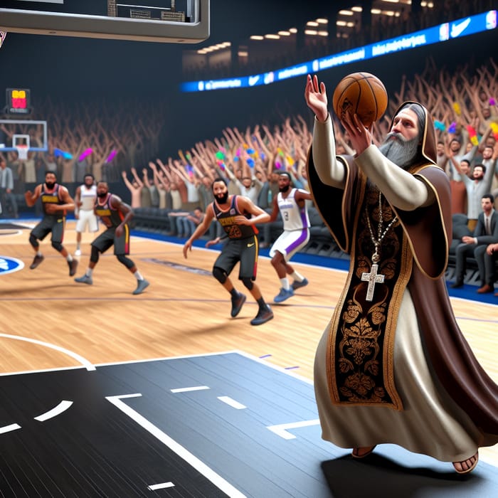 Pope Playing Basketball in NBA Arena