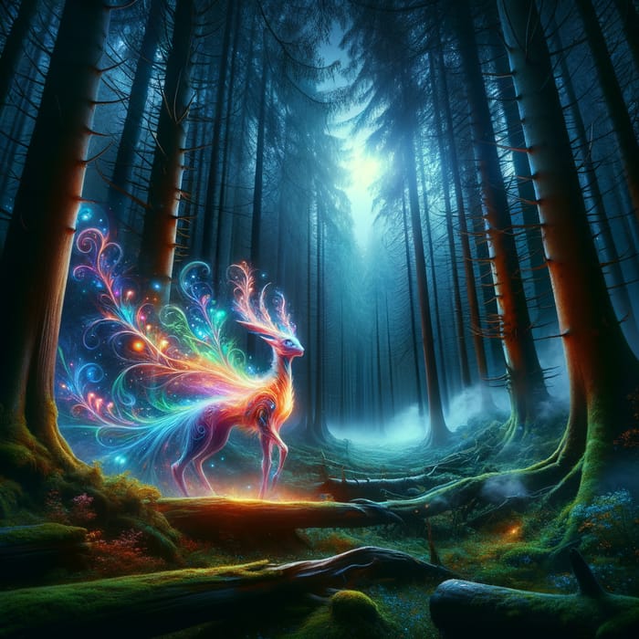 Ethereal Mystical Creature in Enchanted Forest | AI Art Generator ...