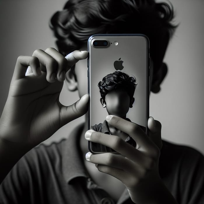 14-Year-Old Boy Capturing Mirror Selfie with iPhone
