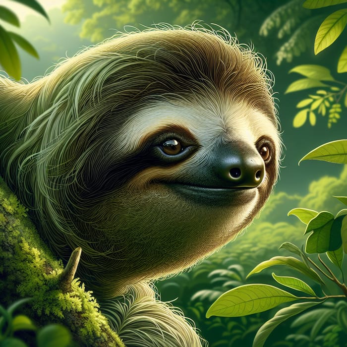 Adorable Sloth Head | Serene Sloth in Natural Habitat