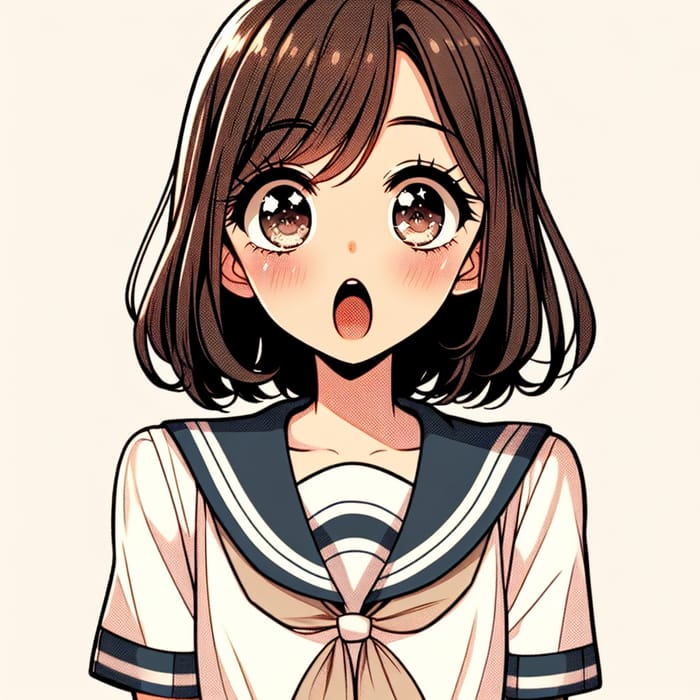 Surprised Anime Girl with Open Mouth | Asian Teenage School Uniform Character
