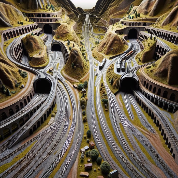 Creative N Scale Model Train Layouts with Tunnel and Hills | Top View