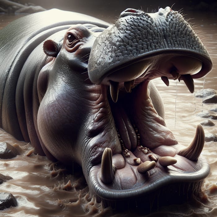 Detailed and Realistic Hippopotamus Image in Natural Setting