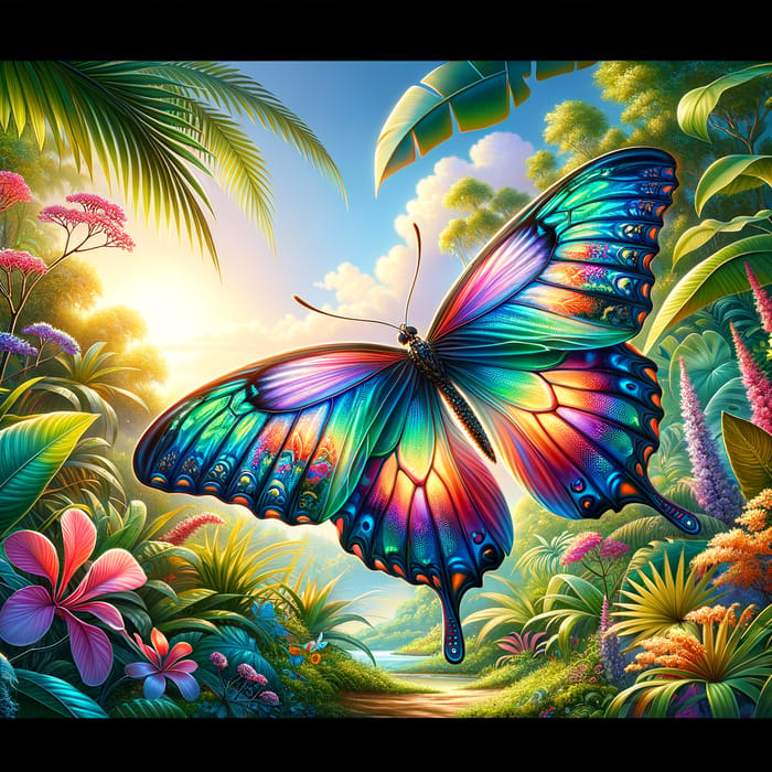 Vibrant Butterfly in Tropical Paradise | Detailed Artwork