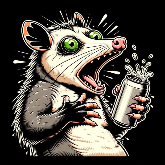 Dramatic Possum: Overconsumption Caricature Drawing