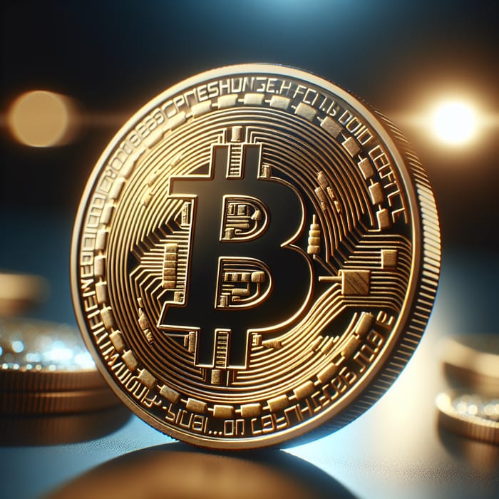 Golden Bitcoin Coin - Digital Currency Symbol